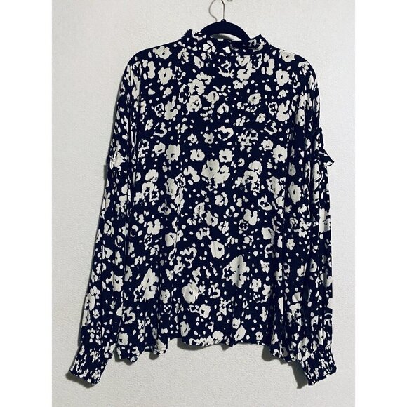 Pure Collection Top Womens 16 Black White Turtle Neck Drop Ruffle Shoulder - Picture 5 of 9